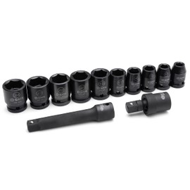 SATA 12-Piece Impact Socket Set, 1/2-Inch Drive Metric, with Impact-Ready Extension Bar and Universal Joint, in a Green Carrying Case - ST09009SJ