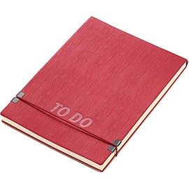 Troika Notepad DIN A5 with "To Do" embossing on the cover, elastic cord closure, made of faux leather, matt red