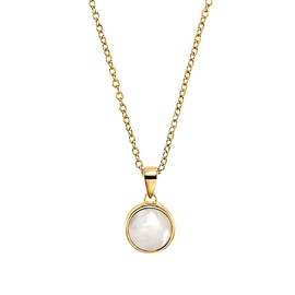 s.Oliver 2034176 Women's Necklace with Pendant 925 Sterling Silver with Moonstone 42 + 3 cm Gold Comes in Jewellery Gift Box, Sterling silver, Moonstone