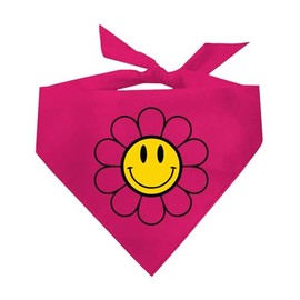 Smile Face Flower Dog Bandana (Hot Pink, OS 225)