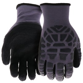 Boss Men's Tactile Grip Micro Armor Foam Latex Dipped Work Glove, Nylon Shell, Water Resistant, Abrasion Resistant, Black/Gray, X-Large (B32051-XL)