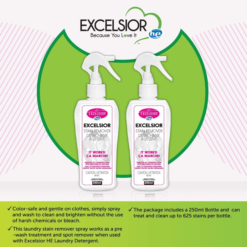 Excelsior HE Laundry Stain Remover Spray for cleaning clothes naturally