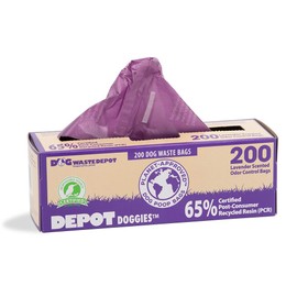 Dog Waste Depot® Depot Doggies™ - Purple - Lavender Scented - 65% (PCR) Post Consumer Recycled Dog Waste Roll Bags - 50% thicker than competitor, fits the House dispenser (10 Rolls = 2000 bags)