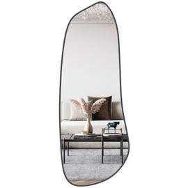 WallBeyond Irregular Wall Mirror, Asymmetrical Mirror Wall Mounted with Black Framed for Living Room, Bathroom, Bedroom, Entryway Wall Decor, 46"×18", Black