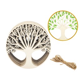 15 Pack 6 Inch Wooden Tree of Life Cutouts - Unfinished Wood Crafts Hanging Ornaments DIY Gift Tags for Home & Party Decoration