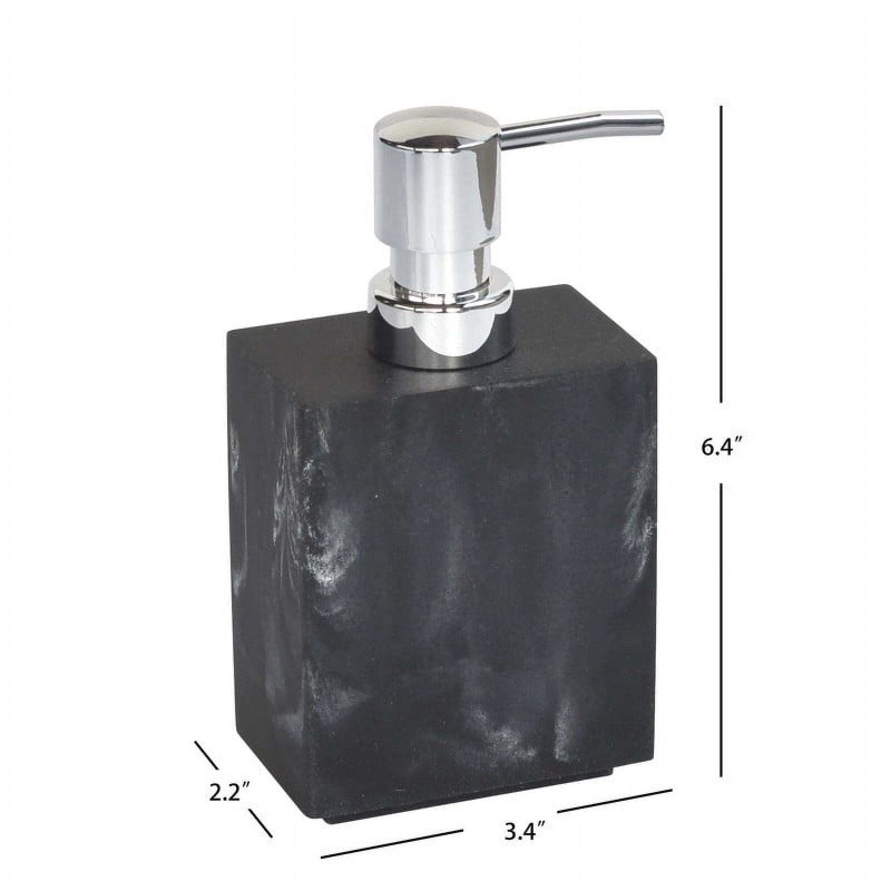 4pcs Black Marble Vanity Organizer Soap Dispenser Organizer w/ Lid