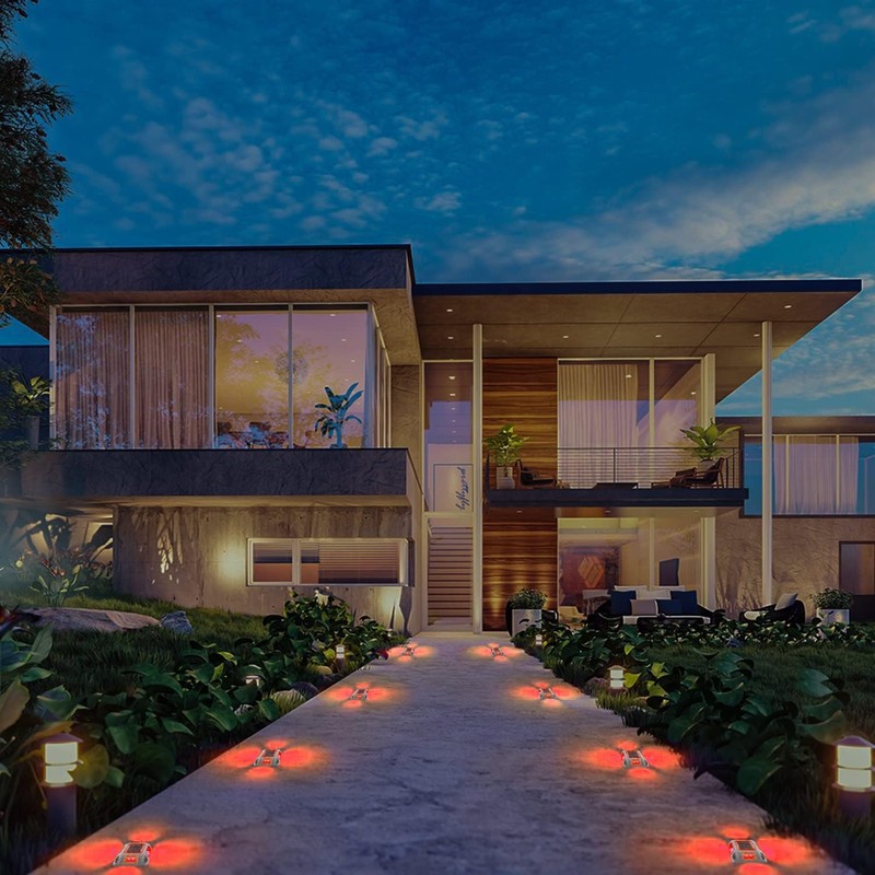 T-SUN Solar Deck Lights Outdoor 12 Pack, Red LED Driveway