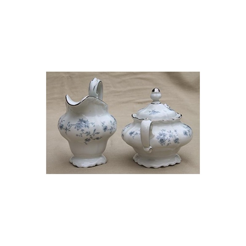 johan haviland blue garland sugar bowl and creamer set. new