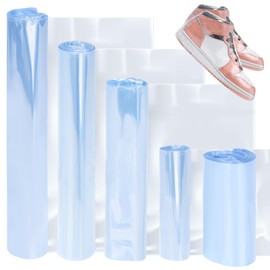 Glarks 400Pcs Shrink Wrap Bags, 5 Sizes PVC Clear Heat Shrink Wrap Band Heat Shrink Films for Shoe Protection Avoid Sole Yellowing and Keep Dust Away