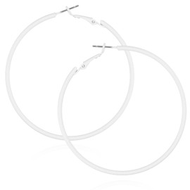 Tyqour White Hoop Earrings for Women White Earrings 80s 90s Neon Earrings Acrylic Retro Large Earrings Vintage Round Circle Earrings Accessories for Women Jewelry Accessories(White)