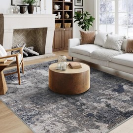 QD-Udreamy 8x10 Area Rugs - Machine Washable Area Rugs for Living Room, Soft Washable Rugs 8x10, Non-Slip Area Rug, Stain Resistant Abstract Low Pile Thin Rug