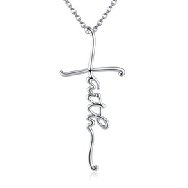 ONEFINITY Faith Necklace for Women 925 Sterling Silver Faith Cross Pendant Necklace Religious Jewellery Gifts for Women Men