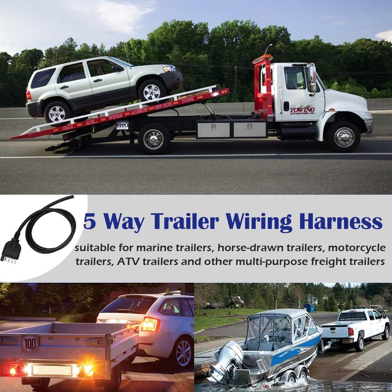 HayEastdor 5 Pin Trailer Connector 3.2FT/40Inch 18AWG Trailer Wiring Harness