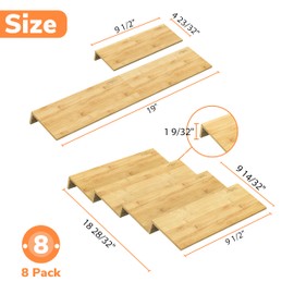 AMBIRD Bamboo Spice Drawer Organizer with Non-slip Mat,4 Tier - 2 Set Jar Spice Rack Tray From 9.5''to 19'', Seasoning Organizer for Kitchen,Cabinet,Drawers,Countertop