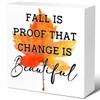 Farmhouse Autumn Decor Wood Block Signs,Fall is Proof that Change