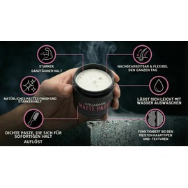 Arcadian Matte Paste 115 g | Strong Hold & Matte Finish | Water Soluble & Easy to Wash Out | Natural Ingredients