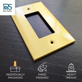 Rio Salto Modern Metal Vibrant Yellow Gold Wall Outlet Cover or Light Switch Cover Rocker Decora Electrical Switch Covers Decorator Plug Wall Plate MIDSIZE Covers Gold (Rocker 1-Gang)