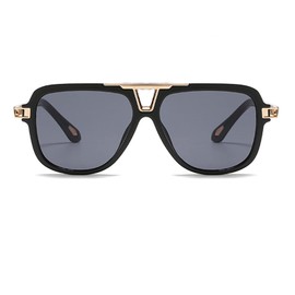 MYSNKU Metal Square Frame Retro Large Sunglasses Men's Toad Shades Anti-UV Glasses PC Classic Simple Design for Women (black)