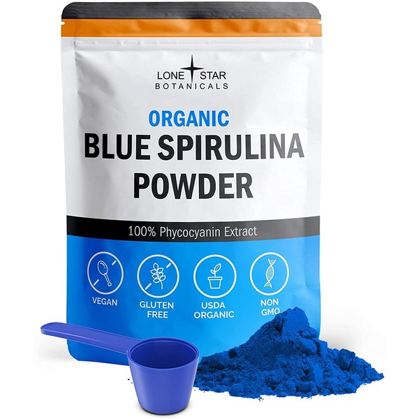 Organic Blue Spirulina Powder - 100% Pure, No Fishy Smell, Vegan Superfood for Smoothies & Drinks