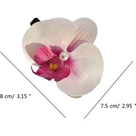 Flower Hair Clips 2 Pcs - Hawaiian Tropical Orchid Hair Clips Bohemian Hairpins with Artificial Silk Flowers for Women Beach Wedding Accessories &Summer Vacation Pink