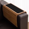Bamboo Wood Sofa Arm Tray Table Anti-Slip Armrest Organizer Protector