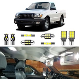 LIGHSTA 8PCS Super Bright White LED Interior Light Kit Package for Toyota Tacoma 1995 1996 1997 1998 1999 2000 2001 2002 2003 2004 + License Plate Lights and Install Tool