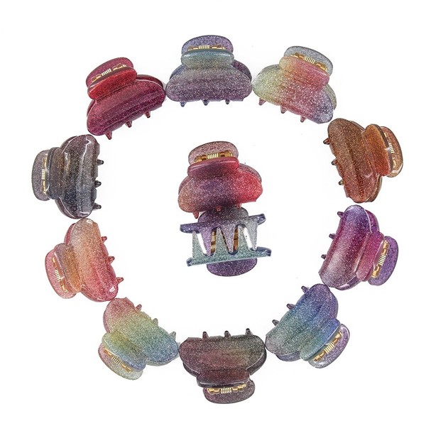 Carede Small 1.2 inch Plastic No-Slip Grip Jaw Hair Clip,Small Acrylic Hair Claw Clips for Girls and Women,Pack of 12