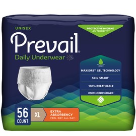 Prevail Prevail Daily Protective Underwear - Unisex Adult Incontinence Underwear - Disposable Adult Diaper for Men & Women - Maximum Absorbency - X-Large - 56 Count (4 packs of 14)