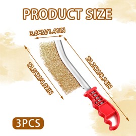 Pack of 3 Brass Brush Grill, Grill Brush Brass, Wire Brush Brass, Small Wire Brushes with Bristles Made of Stainless Steel Brass, Brass Grill Brush for Cleaning Grill Rust Oil Stains Painting Dust