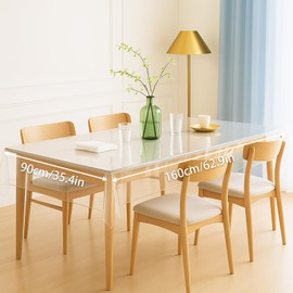LIHIQIYA Transparent Tablecloth, Washable, 90 x 160 cm, Table Film, Transparent 0.13 mm PVC Plastic Tablecloth, Table Protector, Transparent Film, Waterproof Crystal Clear Film, Table Protector for