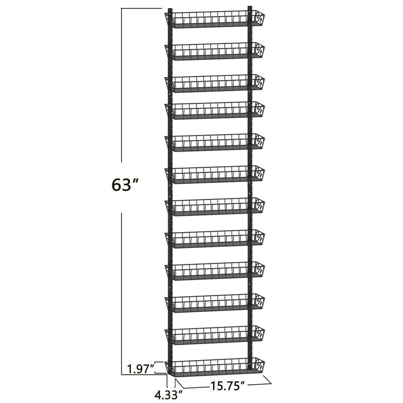 SWOMMOLY Adjustable Wall Mount Spice Rack Organizer, 12-Tier Dual-use (Multi-use)