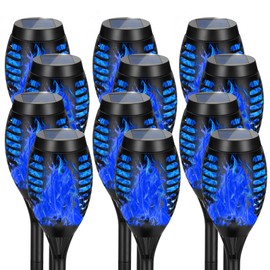 AOUNQ Solar Lights Outdoor Waterperoof Blue,【2023 Upgraded】 Outdoor Solar Torch Lights with Flickering Flame, 12Pack Mini Solar Outdoor Lights for Garden Patio Yard Pathway Decoration-Auto On/Off