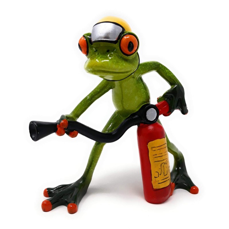Sweet Fire Brigade Frog with Hose Decorative Figurine Decoration Decorative