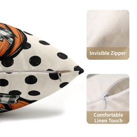 Fall Lumbar Pillow Covers 12X20 Inch Orange Pumpkin Polka Dot Thanksgiving Decorative Pillow Cases Set of 2 Autumn Cotton Linen Throw Pillows Farmhouse Home Decor For Sofa Couch Cushion Outdoor