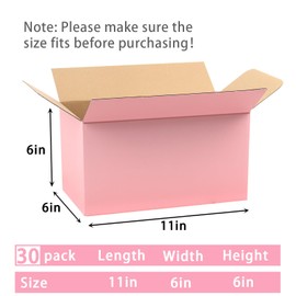 DEZIBOX Pink Shipping Boxes Medium 11x6x6 Inches, 30 Pack Corrugated Cardboard Boxes for Packaging Small Business Mailing