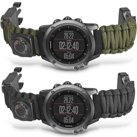 Onewly Compatible with Garmin Fenix 5X Watch Band, Multi-function Survival Wach Strap for Fenix 5X Plus Watch Band/Fenix 3 Watch Band/Descent Descent MK2i Smartwatches