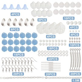 SUNNYCLUE 1 Box DIY 10 Pairs Flower Charms Floral 3D Charms Earring Making Kit Acrylic Flower Dangle Earrings Aqua Blue Calla Lily Charms for Jewelry Making Starters Beginners Adult Women Instruction