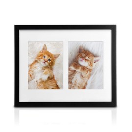 bomoe Galeria Picture Frame for 2x 13x18 cm Photos, from Wood, Plastic Glass, Metal, Hanging, Passepartout Multi Picture Frame, for Pictures, Collages, Black