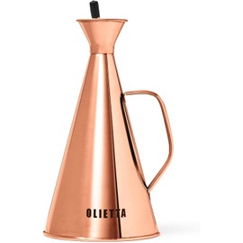 Olietta Olive Oil Dispenser Bottle Copper Stainless Steel Non Drip Leak Proof No Mess Vinegar Pourer & Kitchen Drizzler 25 oz 750ML 0.75 Litre Great for Pouring & Drizzling Easy to Clean & Leakproof