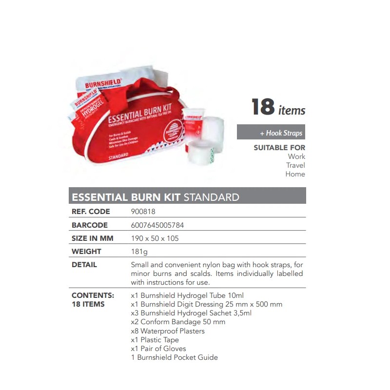 Burnshield ESSENTIAL BURN KIT 18 items SUITABLE FOR Work Travel