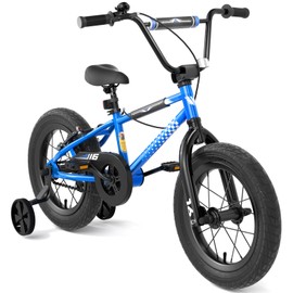 XJD 12 14 16 Inch Kids Bike BMX Style Bicycle with Training Wheels Coaster Brake for 1-10 Years Old Toddlers Boys Girls Multiple Colors (Blue, 16 Inch)