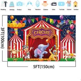 Red Carnival Circus Decoration Backdrop Carnival Banner Circus for Carnival Decorations for Boys Girls Kids Carousel Tent Carnival Theme Party Decorations Banner Photo Props 5x3ft