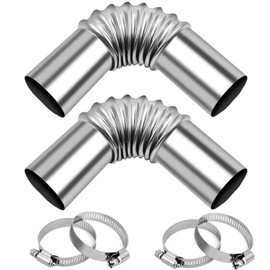 Silver Stainless Steel Exhaust Hose 25mm Windproof Cap Gas Water Heater Air Diesel Parking Heater Exhaust Pipe Tube Elbow Connector for Diesel Boat Heater（2pcs）