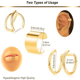 Huacan Ear Cuff Women Men 3 Pieces Stainless Steel Ear Clip Geometric Creative Simple Non Penetrating Earrings for Women Men Girls