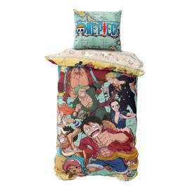 One Piece Bed Linen 135 x 200 cm, Manga Pirate Bed Linen 80 x 80 cm + 135 x 200 cm, Anime Teenager Microfibre Bed Linen, Comfortable and Soft (One_Piece)