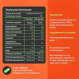 WU Nutrition LATIDO | Omega 3 de Salmón (EPA - DHA) - 100 Cápsulas de 1000 mg | 4 meses de consumo | Aceite Puro de Salmón