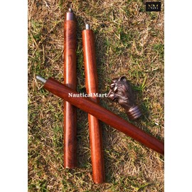 Vintage Brass Victorian Lion Head Walking Stick Fashionable Gentleman Nautical Style Wooden Walking Cane 3 Folding Classic Canes for Men and Women