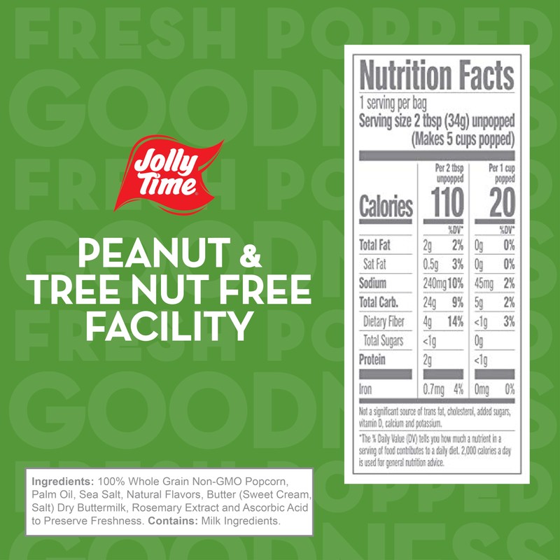 Jolly Time Healthy Pop Microwave Popcorn, 1.2oz Personal Bag, 10