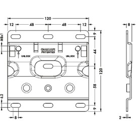 GedoTec Cabinet hanger Cabinet suspension Unterschrankaufhaenger Base unit Buoyancy 240 kg Steel zinc plated for Press-in operation incl. Cover caps white - Metal, Trägerplatte 120 mm