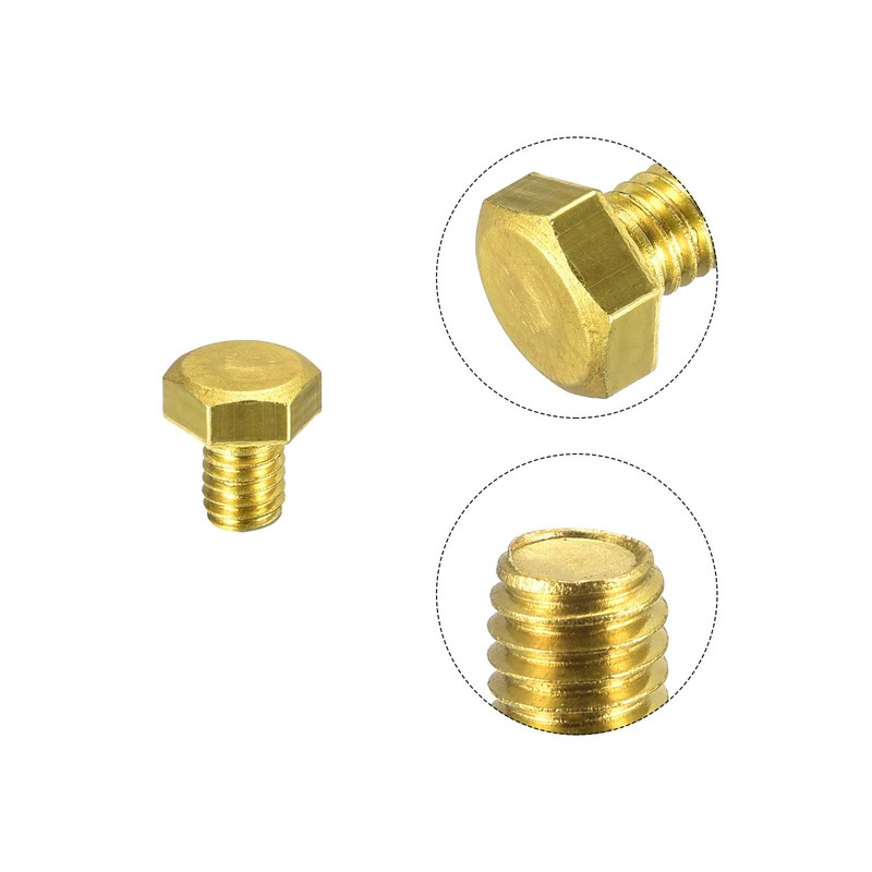 sourcing map Brass Hexagon Screws M6 x 8 mm 10